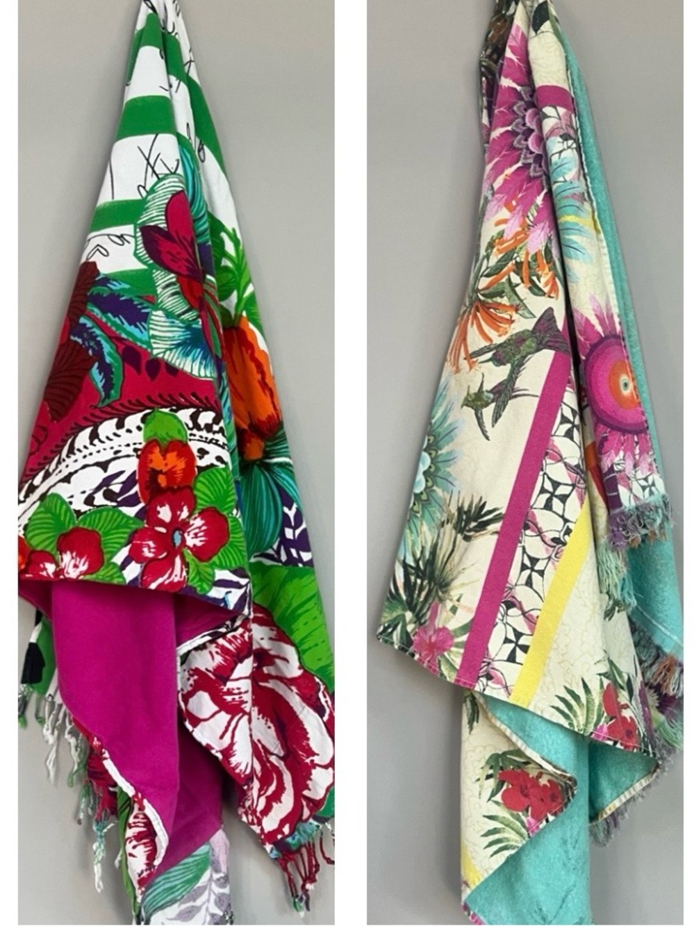 2 unique vibrant beach towels